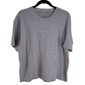 American Eagle Black White Striped Short Sleeve Top Small